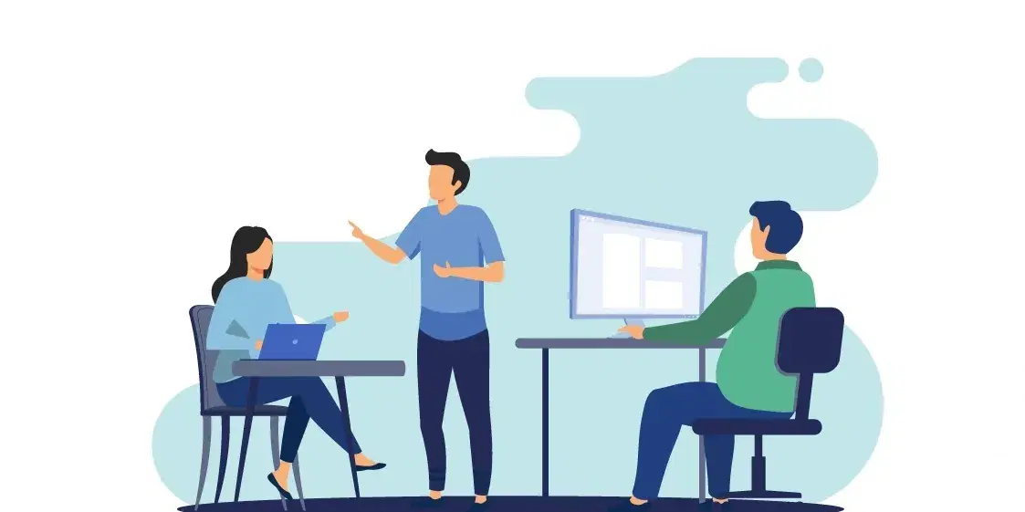 Team working together in an office
